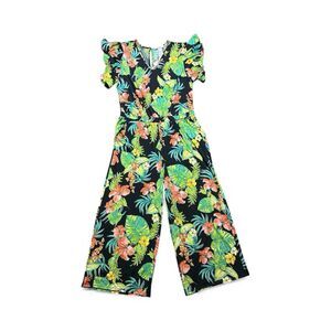 Plus Size Tropical Jumpsuit Women’s XL/16 Stretchy Wide Leg Vacation Resortwear